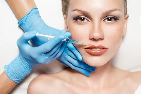 Woman getting lip procedure