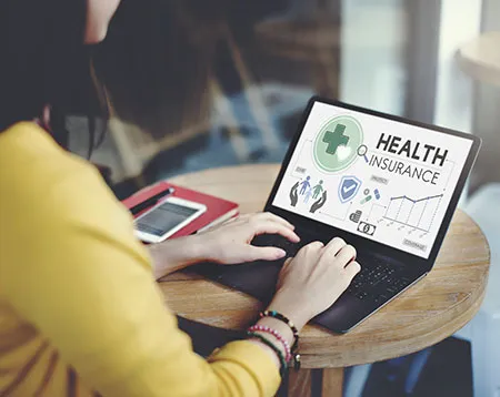 woman looking at insurance options